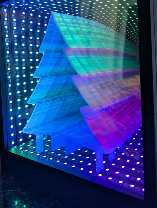 Christmas Infinity Mirror + Insert | Change Colors and Effects | 3D Optical Illusion Tunnel Light