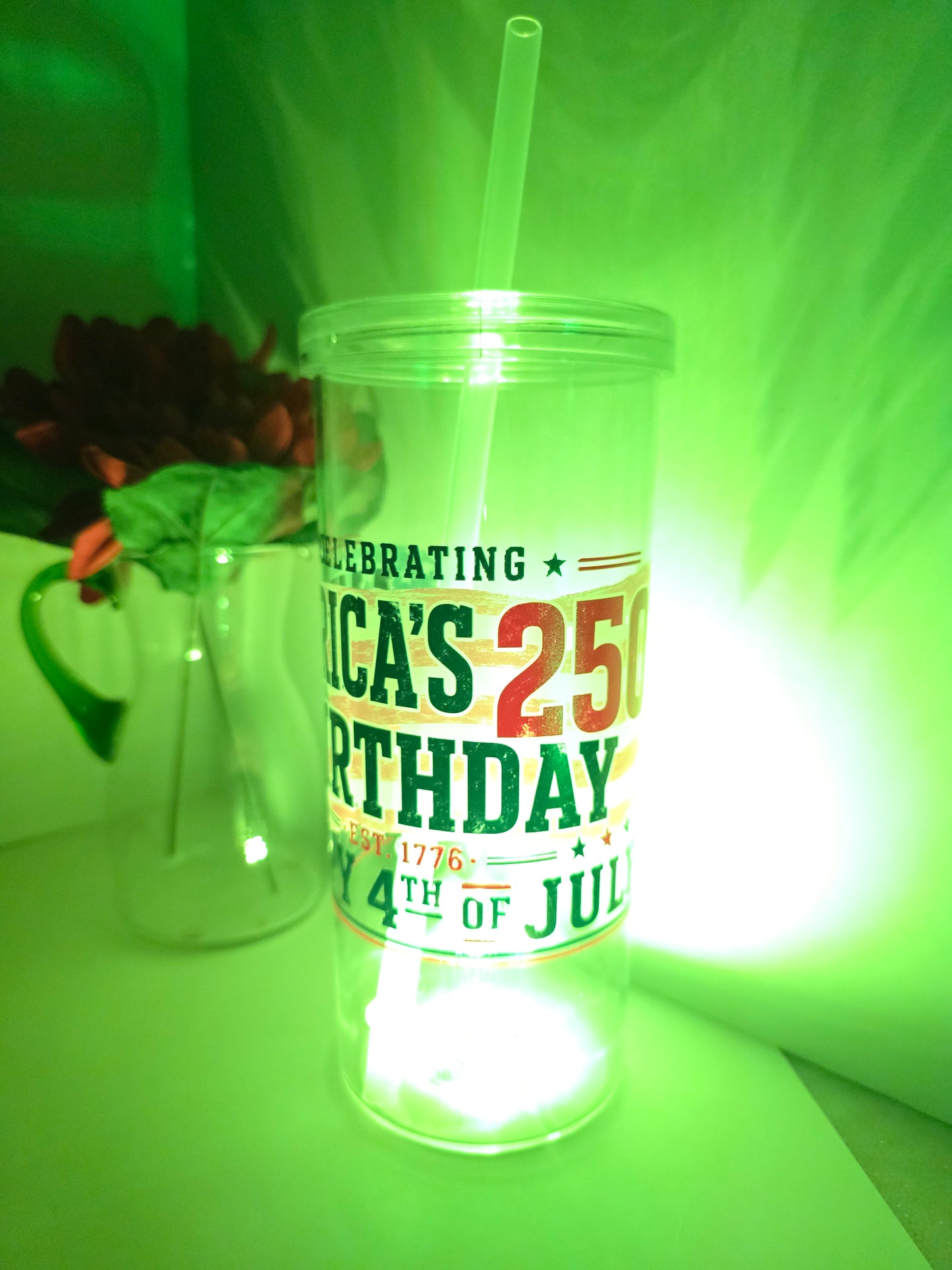 America’s 250th Birthday 2026 Lights 20 oz Tumbler Cup with Lid & Straw