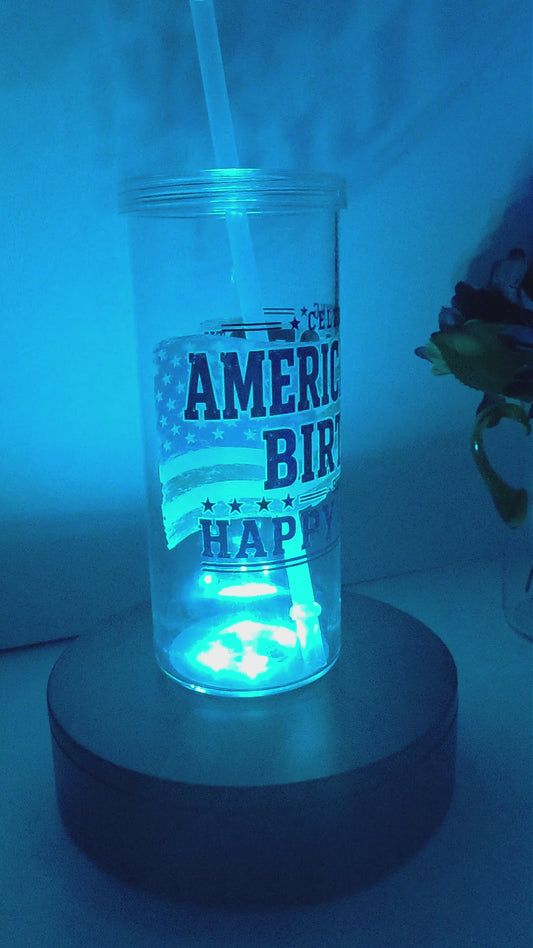 America’s 250th Birthday 2026 Lights 20 oz Tumbler Cup with Lid & Straw